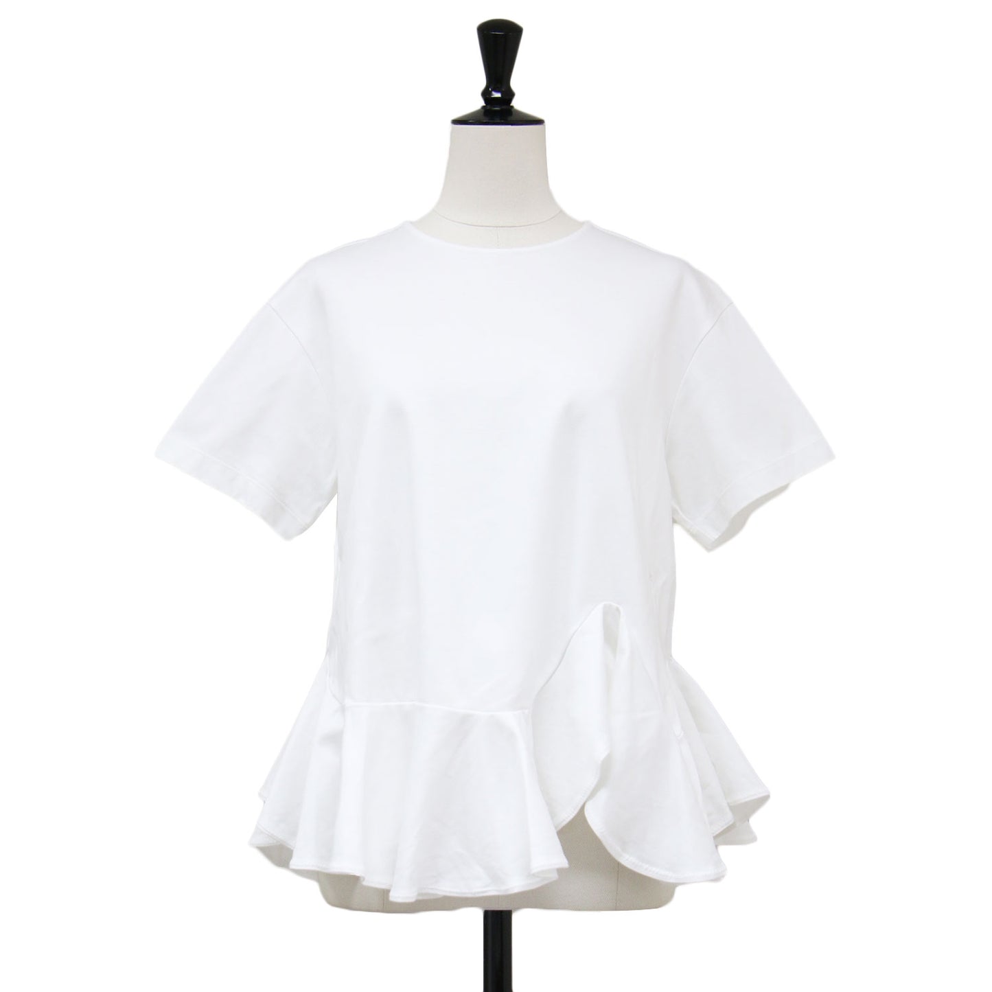 アシンメトリーヘム フレア ショートスリーブ / Tシャツ 半袖 クルーネック