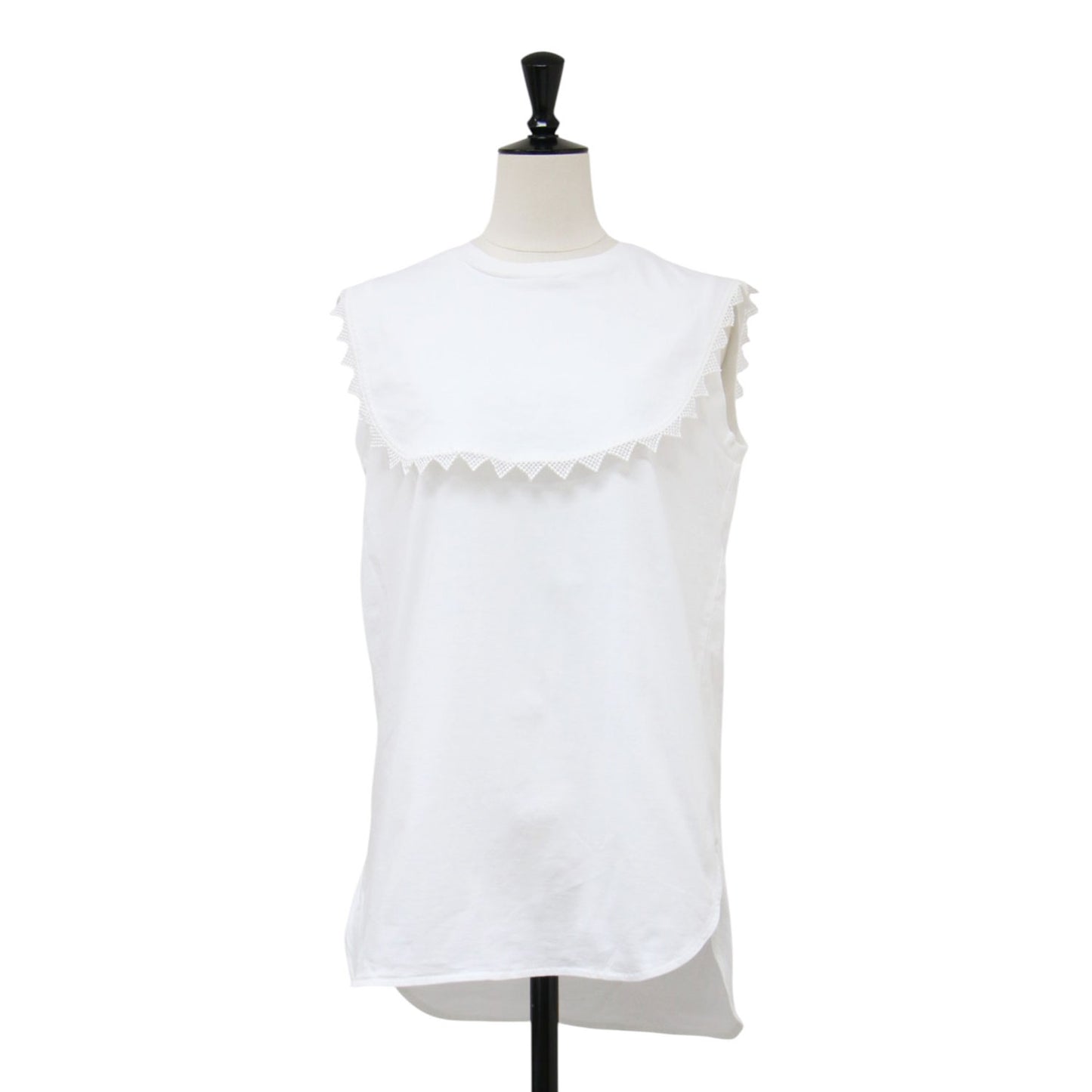 22春夏 カラー レース カットソー / Tシャツ ノースリーブ クルーネック コットン