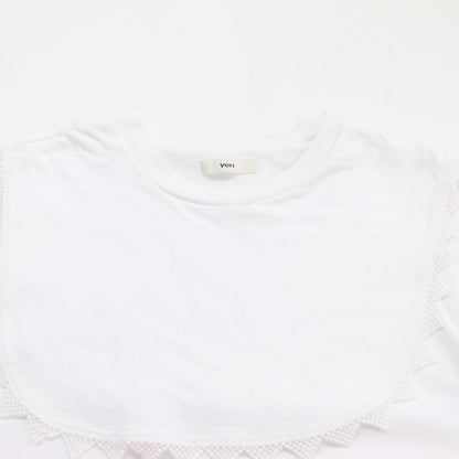 22春夏 カラー レース カットソー / Tシャツ ノースリーブ クルーネック コットン