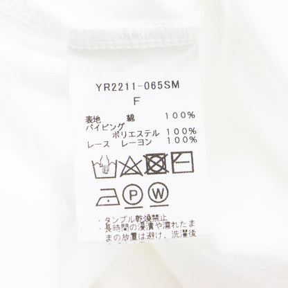 22春夏 カラー レース カットソー / Tシャツ ノースリーブ クルーネック コットン