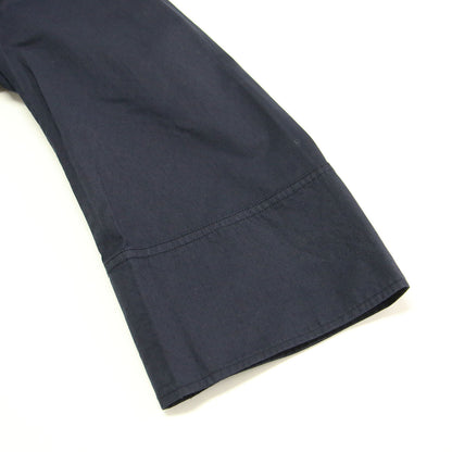 21春夏 コットンドビー ノーカラー ブラウス / シャツ 長袖 クルーネック ワイドスリーブ タック