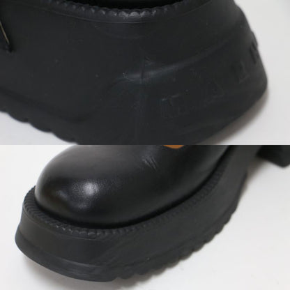 メリージェーン フラットシューズ / 厚底 ストラップ チャンキーヒール ロゴ 牛革