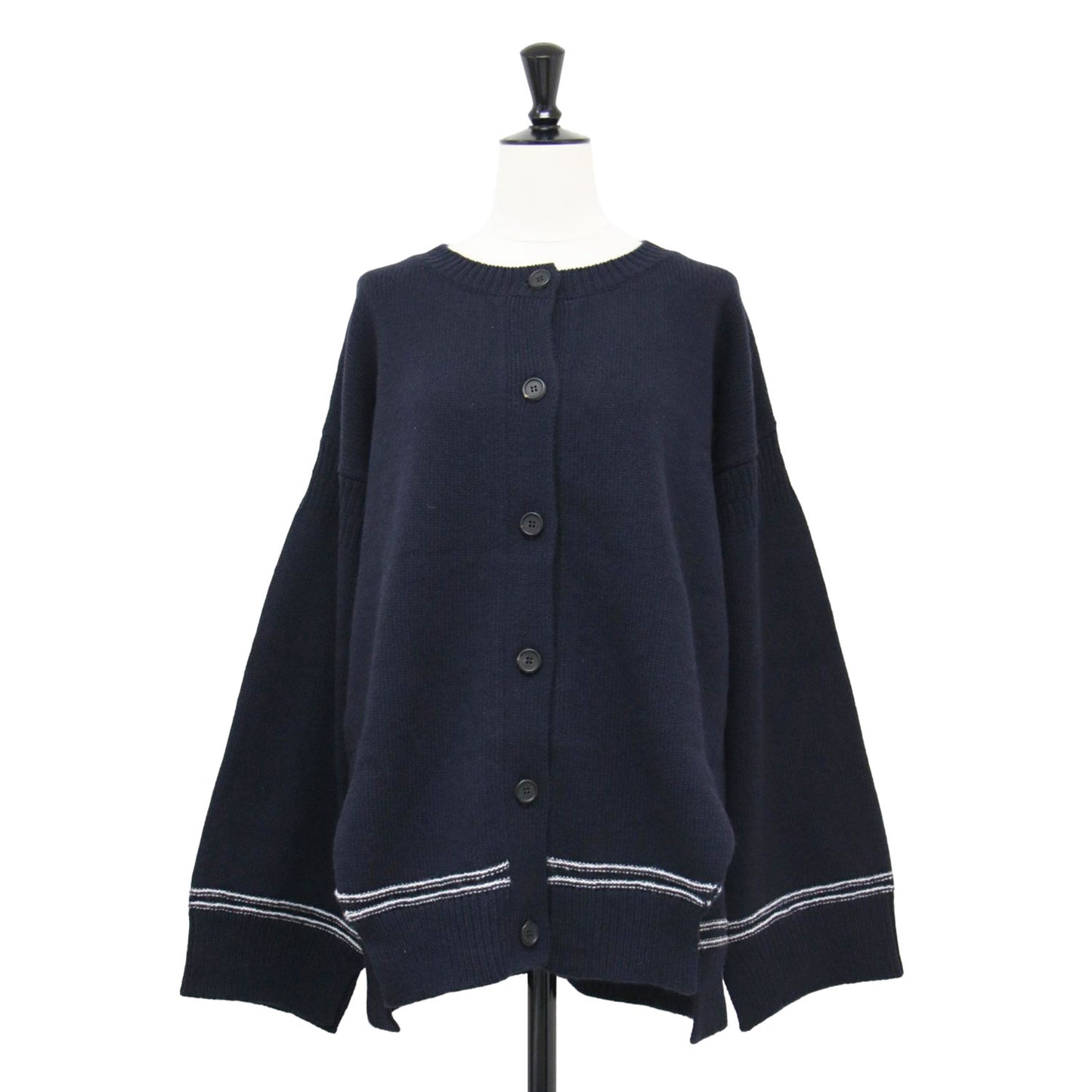 24秋冬 バックロゴ キモノスリーブ カーディガン / ニット クルーネック 長袖 ウール