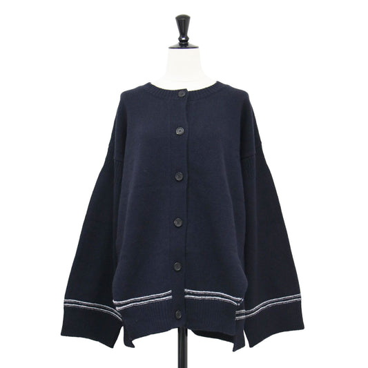24秋冬 バックロゴ キモノスリーブ カーディガン / ニット クルーネック 長袖 ウール