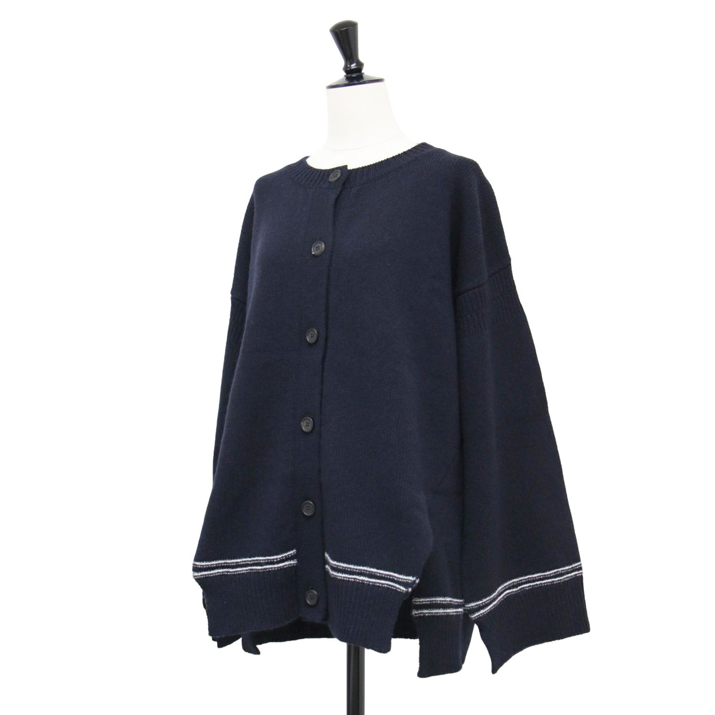 24秋冬 バックロゴ キモノスリーブ カーディガン / ニット クルーネック 長袖 ウール