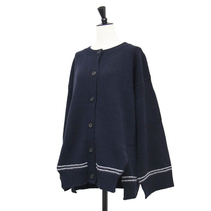 24秋冬 バックロゴ キモノスリーブ カーディガン / ニット クルーネック 長袖 ウール