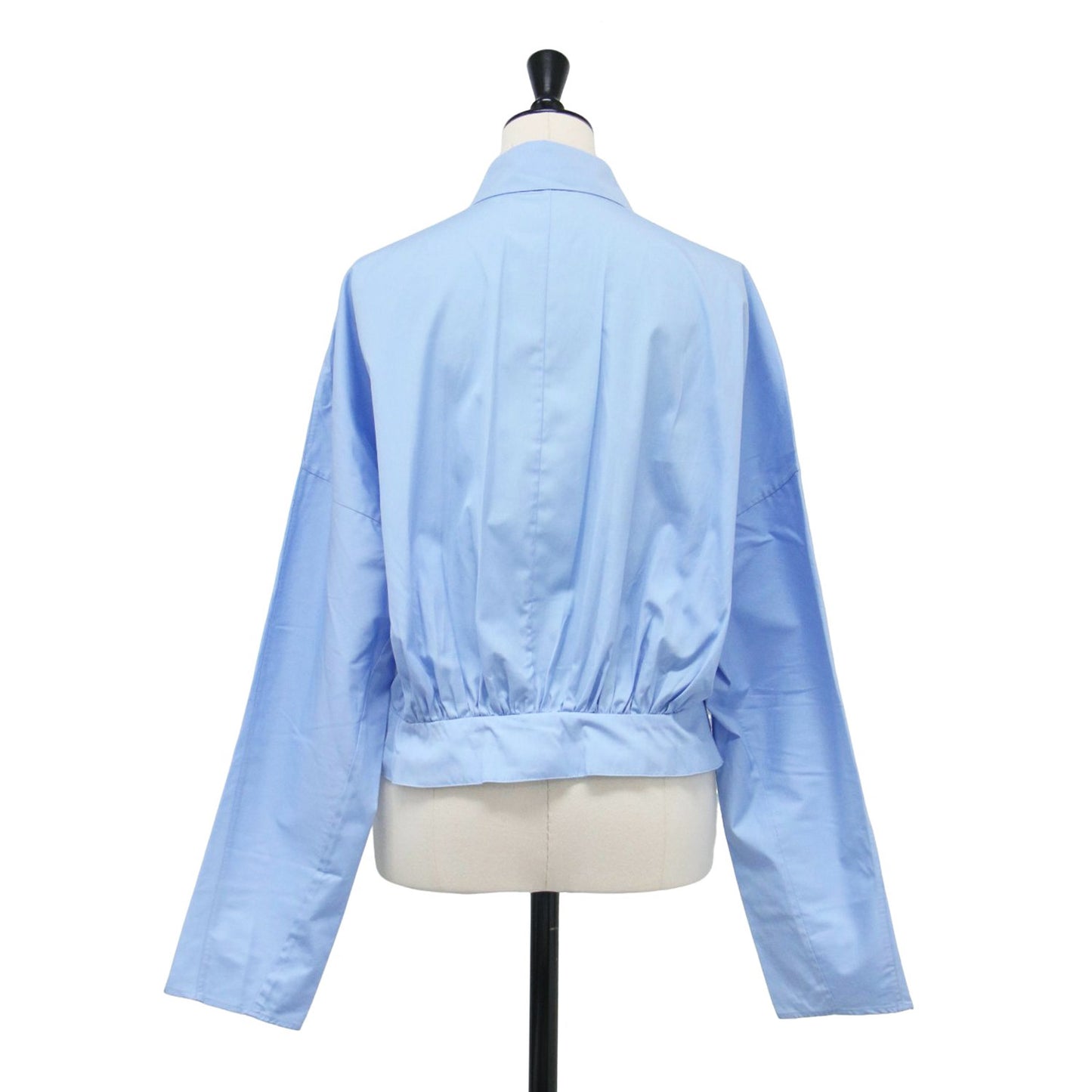 24春夏 コットン ポプリン 長袖 シャツ / ブラウス ショート丈 バックギャザー