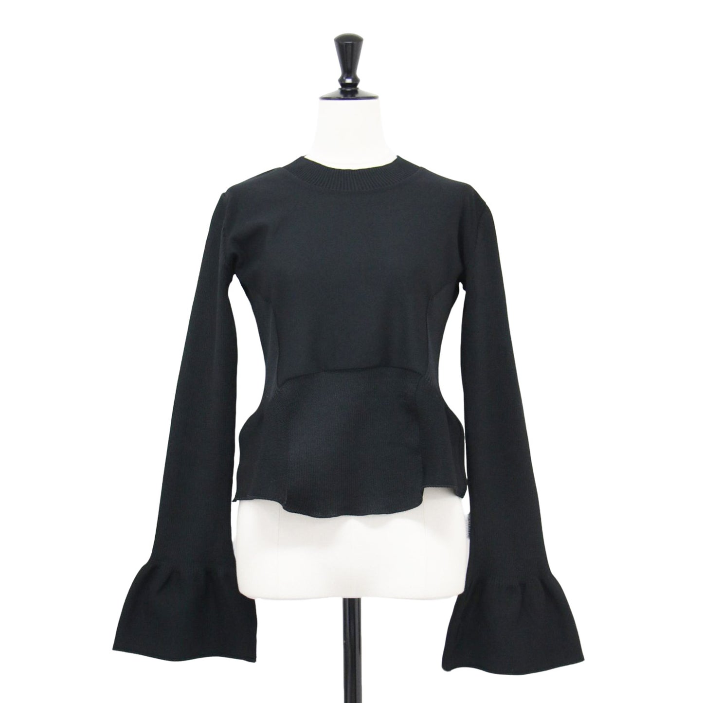 20秋冬 ベルスリーブ ペプラム ニット / GYNOID KNIT プルオーバー 長袖 クルーネック