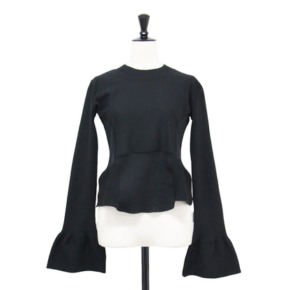 20秋冬 ベルスリーブ ペプラム ニット / GYNOID KNIT プルオーバー 長袖 クルーネック