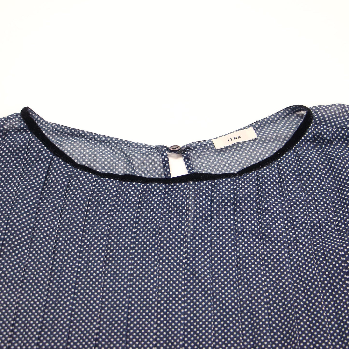 21秋冬 コットン レーヨン シフォン タック ブラウス / チュニック 長袖 クルーネック ドット柄