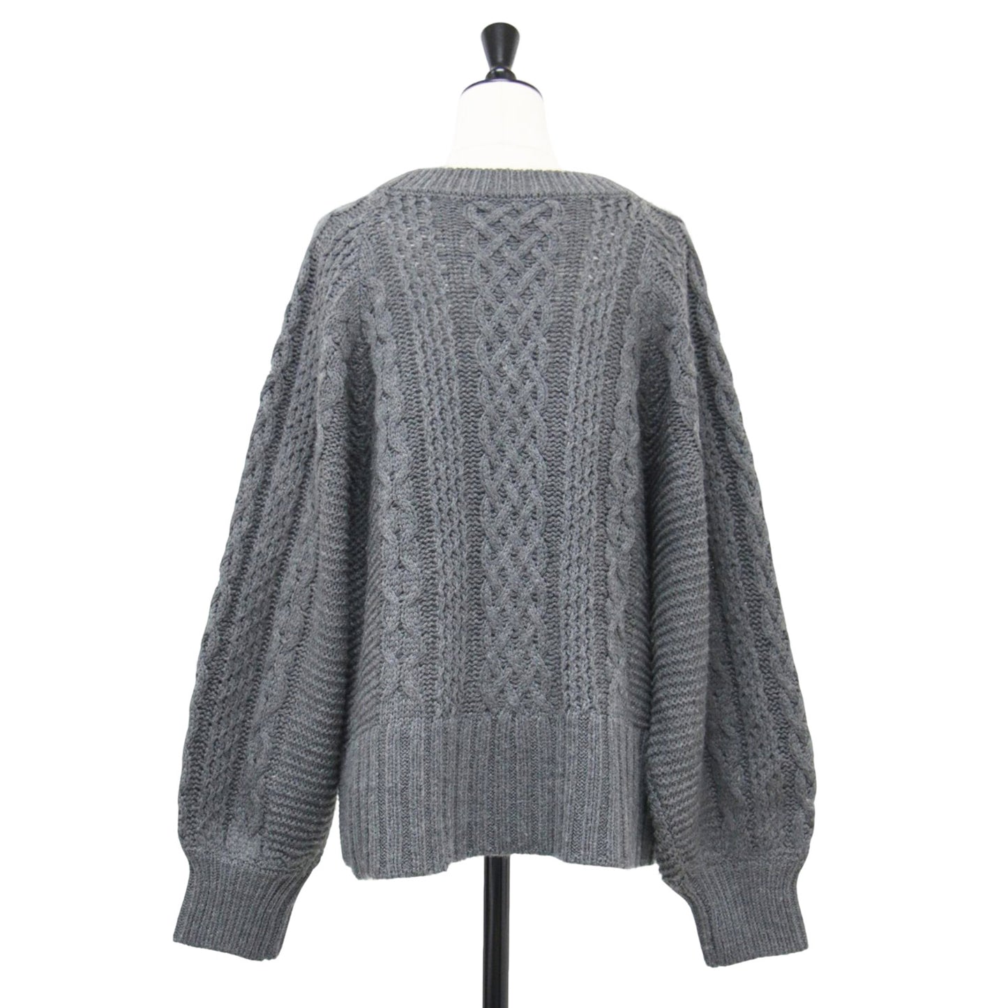 22秋冬 バルキー ケーブル編み カーディガン / Bulky sweater l/s cable cardy ニット ショート丈 Vネック 長袖 ウール