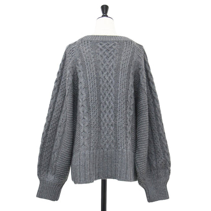 22秋冬 バルキー ケーブル編み カーディガン / Bulky sweater l/s cable cardy ニット ショート丈 Vネック 長袖 ウール