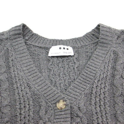 22秋冬 バルキー ケーブル編み カーディガン / Bulky sweater l/s cable cardy ニット ショート丈 Vネック 長袖 ウール