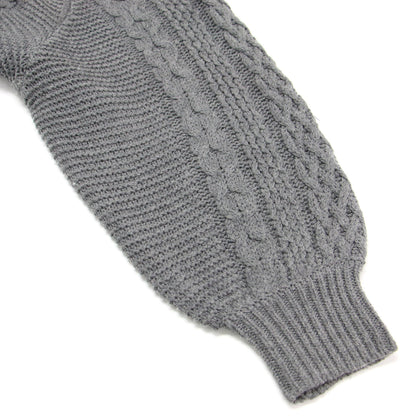 22秋冬 バルキー ケーブル編み カーディガン / Bulky sweater l/s cable cardy ニット ショート丈 Vネック 長袖 ウール