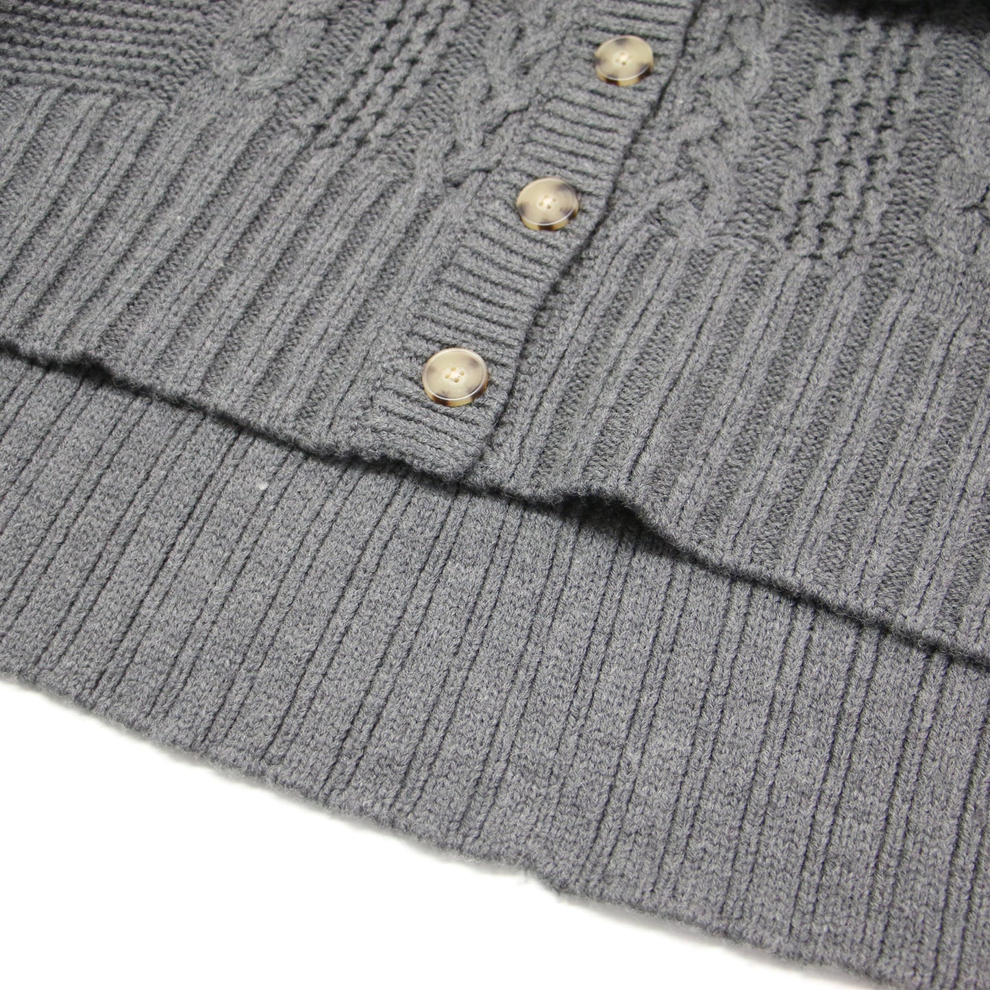 22秋冬 バルキー ケーブル編み カーディガン / Bulky sweater l/s cable cardy ニット ショート丈 Vネック 長袖 ウール