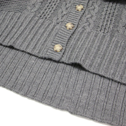 22秋冬 バルキー ケーブル編み カーディガン / Bulky sweater l/s cable cardy ニット ショート丈 Vネック 長袖 ウール