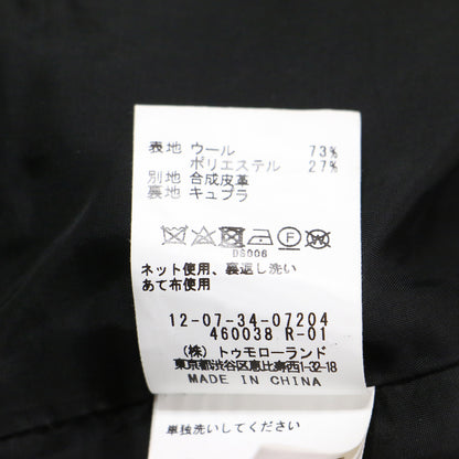 23秋冬 シープ パイル クルーネック ジレ / ベスト ロング ノーカラ ウール フェイクレザー