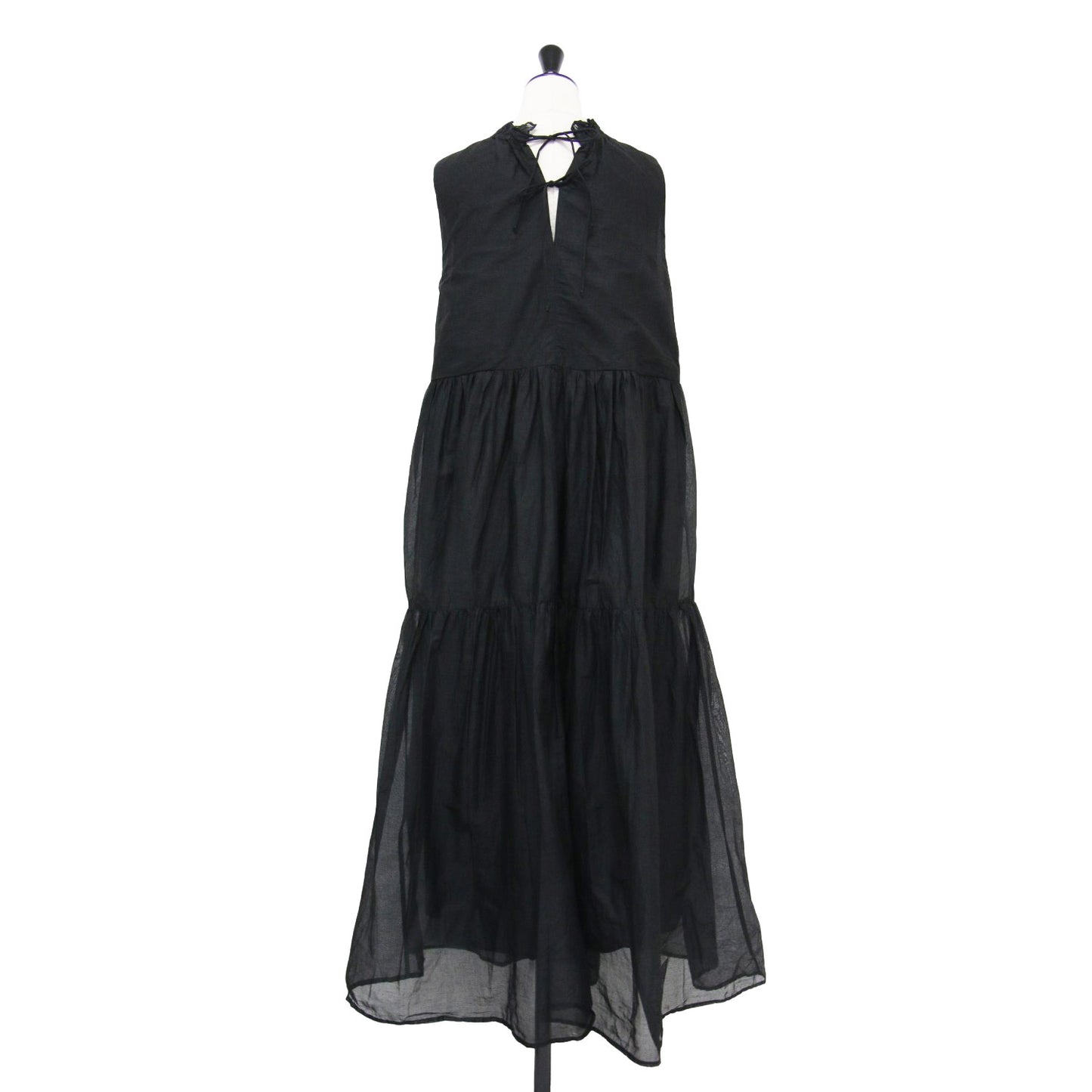 25秋冬 シアー スターチドコットン ギャザー ドレス / sheer starched cotton gather dress ワンピース ロング ノースリーブ
