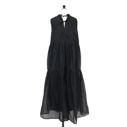 25秋冬 シアー スターチドコットン ギャザー ドレス / sheer starched cotton gather dress ワンピース ロング ノースリーブ