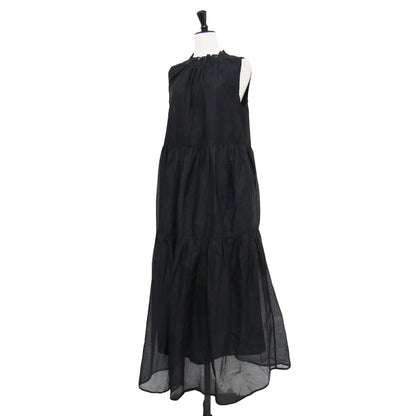 25秋冬 シアー スターチドコットン ギャザー ドレス / sheer starched cotton gather dress ワンピース ロング ノースリーブ