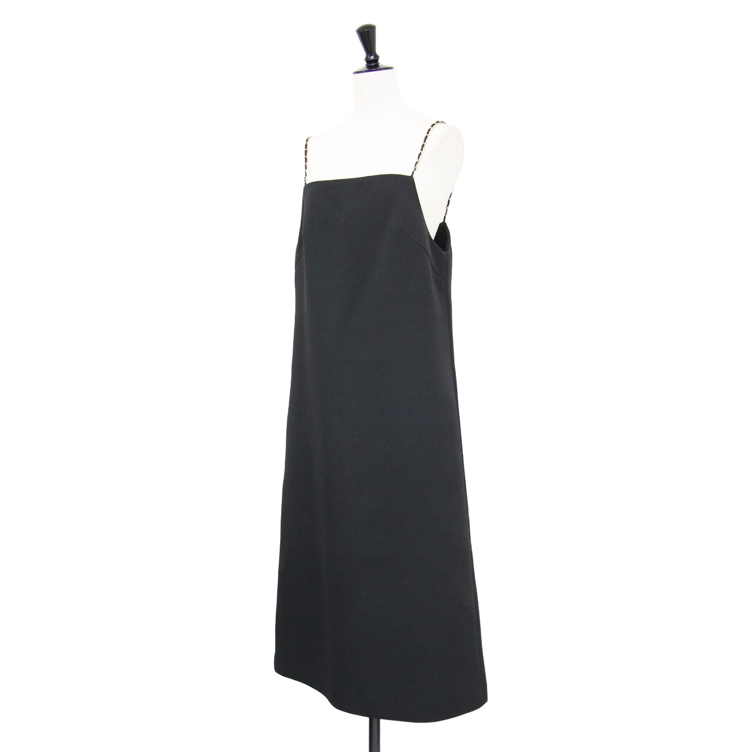 ANAYI アナイ ワンピース ブラック 黒 サイズ:38(M) | 23秋冬 トリプルクロス チェーンストラップ ワンピース / キャミソールワンピース / ジャンパースカート | ミディ丈 Iライン | 日本製 | トップス ドレス【レディース】【中古】【美品】【K4607】 23秋冬 トリプルクロス チェーンストラップ ワンピース / キャミソール