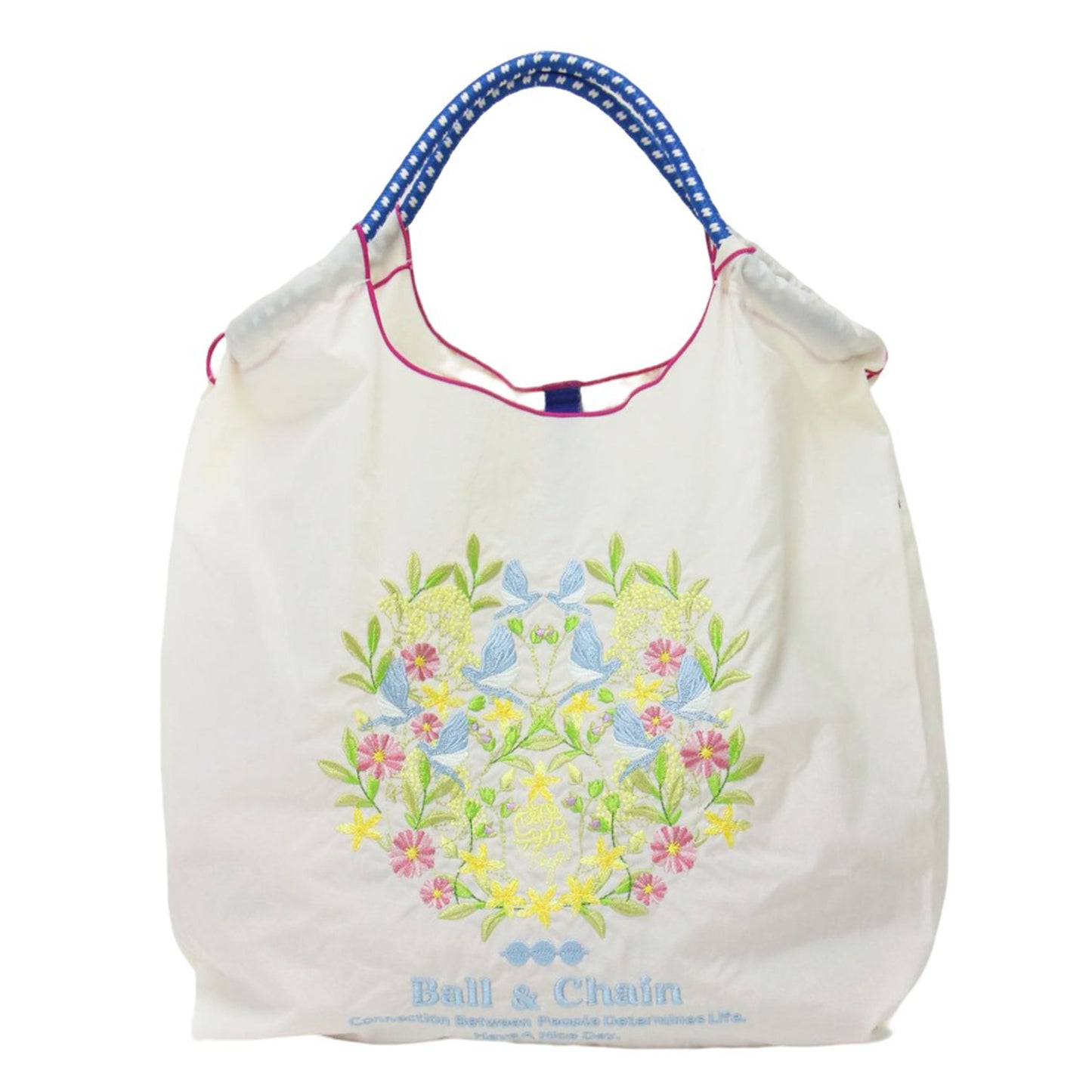 フラワー バード 刺繍 トートバッグ / MAYA LEAF エコバッグ 花 鳥
