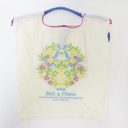 フラワー バード 刺繍 トートバッグ / MAYA LEAF エコバッグ 花 鳥