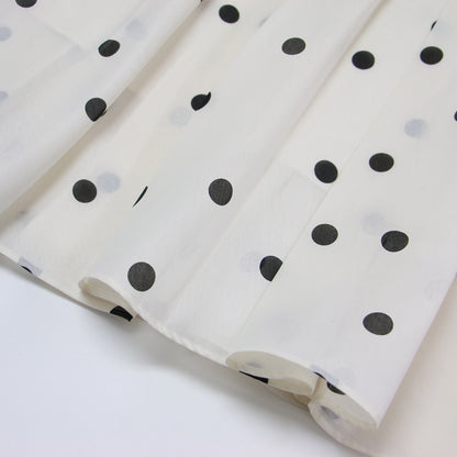 24秋冬 オーガンジー プリント プリーツスカート / ロング丈 ウエストゴム フレア ドット