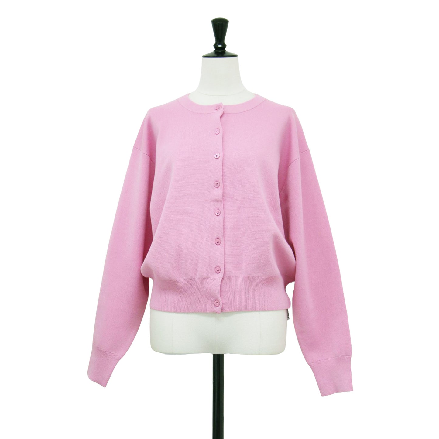 24春夏 コットンブレンド ミラノリブ カーディガン / ニット 長袖 ショート丈 クルーネック ドロップショルダー コンパクト