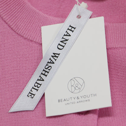 24春夏 コットンブレンド ミラノリブ カーディガン / ニット 長袖 ショート丈 クルーネック ドロップショルダー コンパクト