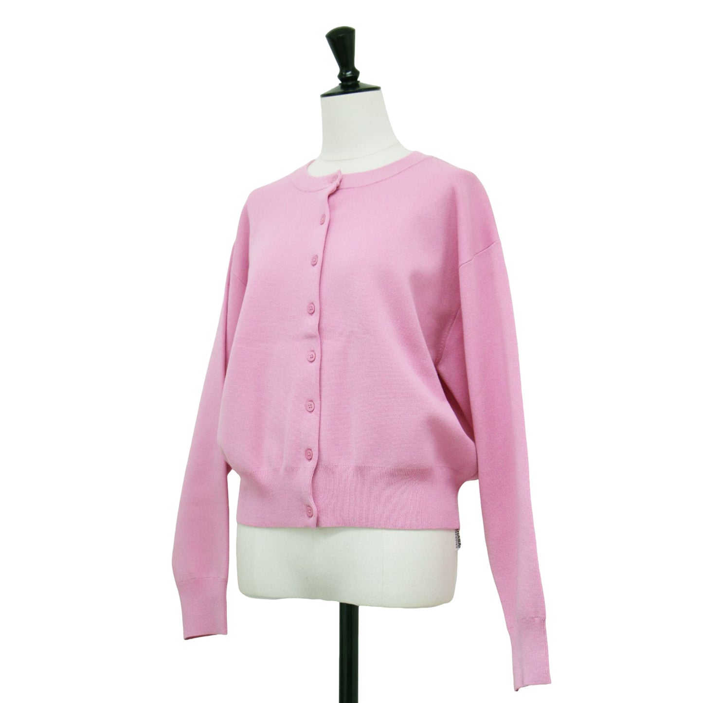 24春夏 コットンブレンド ミラノリブ カーディガン / ニット 長袖 ショート丈 クルーネック ドロップショルダー コンパクト