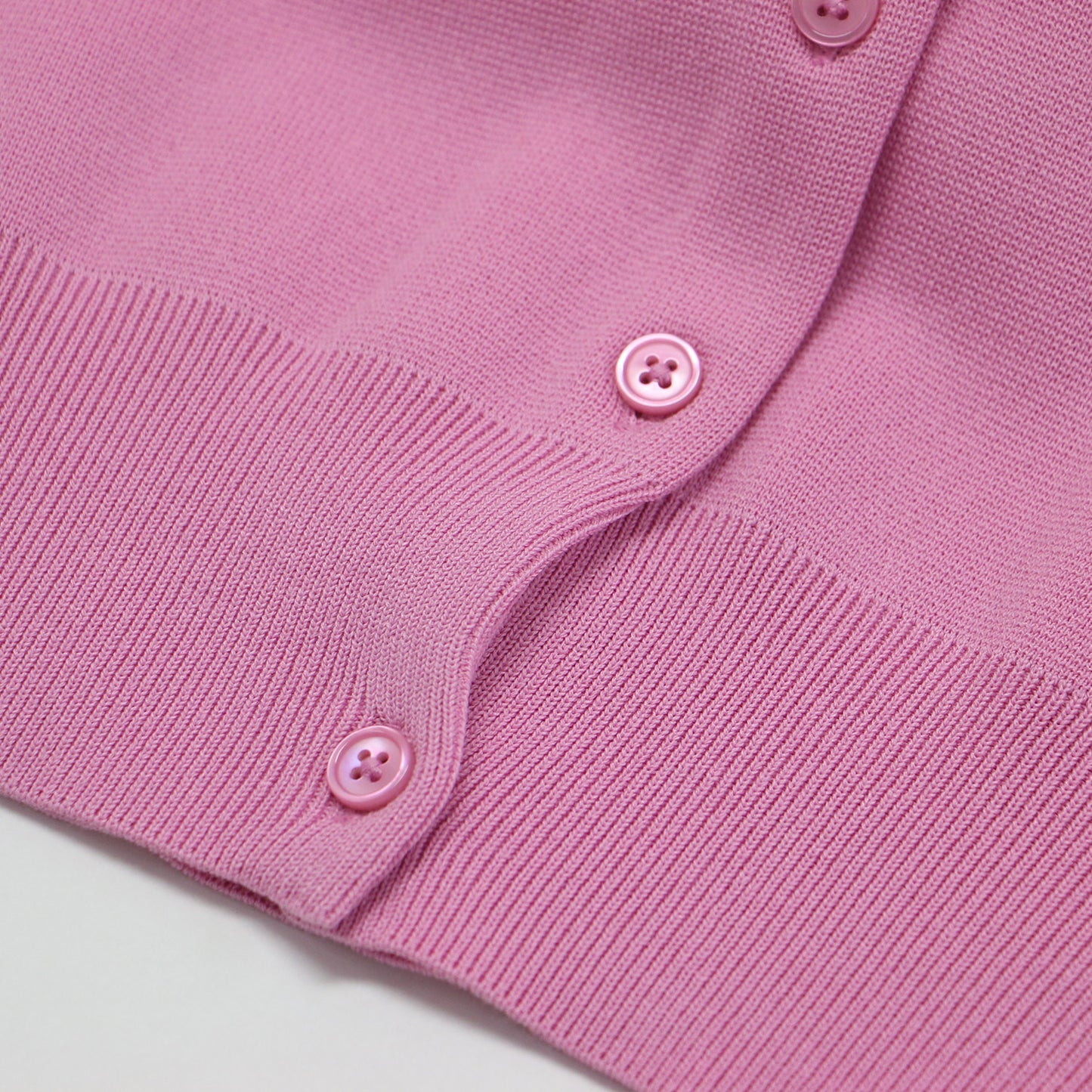 24春夏 コットンブレンド ミラノリブ カーディガン / ニット 長袖 ショート丈 クルーネック ドロップショルダー コンパクト