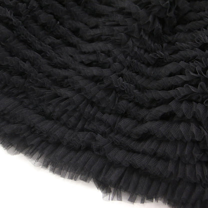 25春夏 カットドッキング フリル チュール ワンピ / ドレス ノースリーブ ロング丈 Uネック