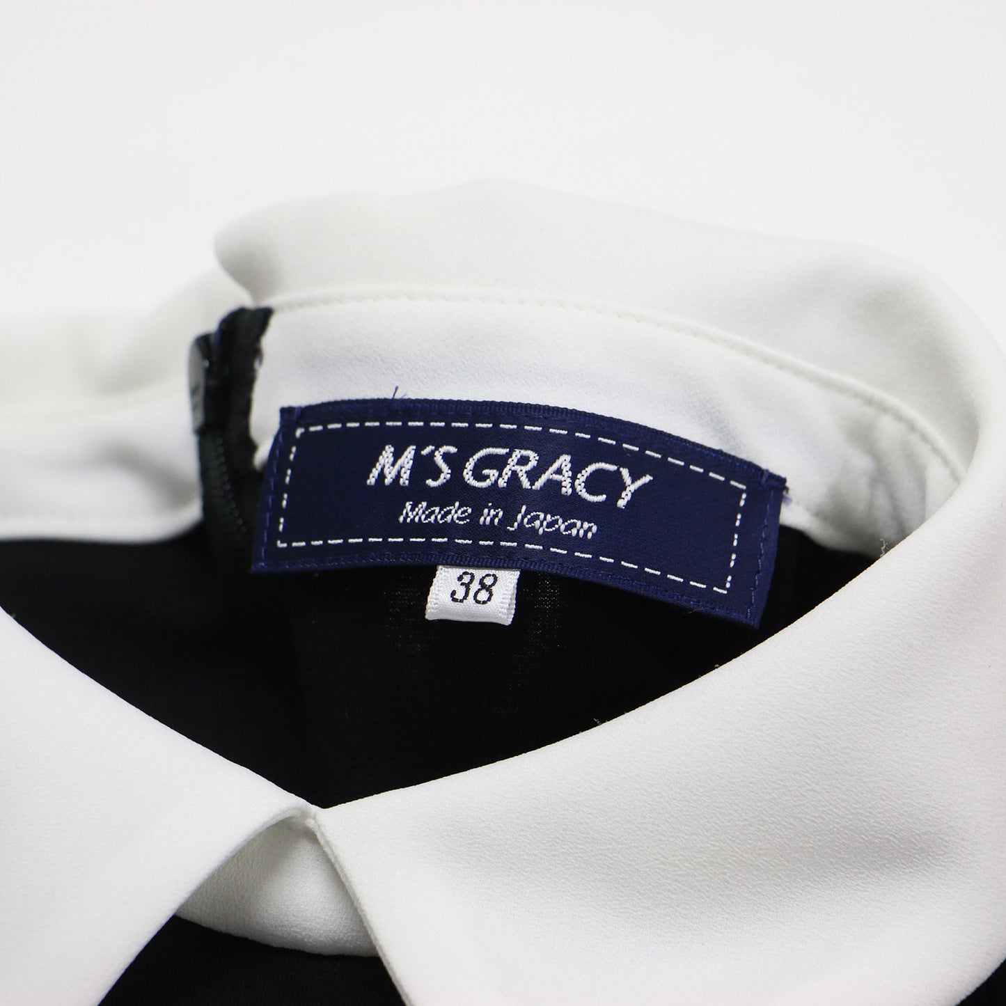 24秋冬 襟付き ロングスリーブ カットソー / プルオーバー パフスリーブ コンパクト リボン パール コットン