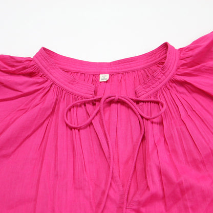 24春夏 ボリュームスリーブ チュニック ブラウス / プルオーバー 長袖 ギャザー リボン ステッチ