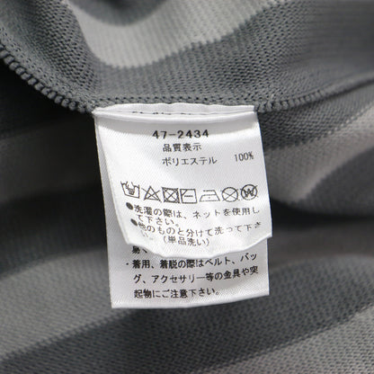 24秋冬 ストライプ Aライン ワンピース / ミディ丈 半袖 パフスリーブ ニット