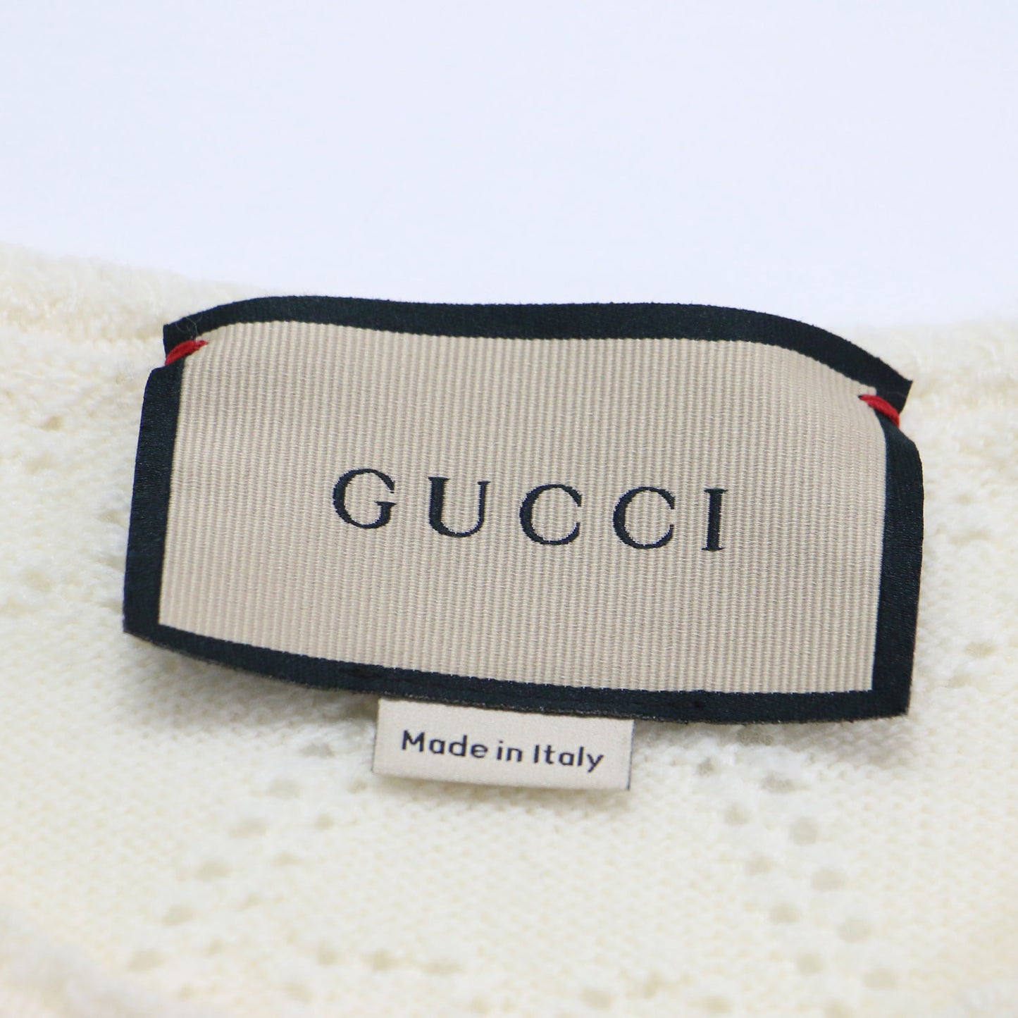 GG 透かし編み 半袖 ニット / セーター プルオーバー クルーネック リブ ウール