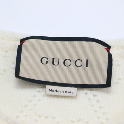 GG 透かし編み 半袖 ニット / セーター プルオーバー クルーネック リブ ウール