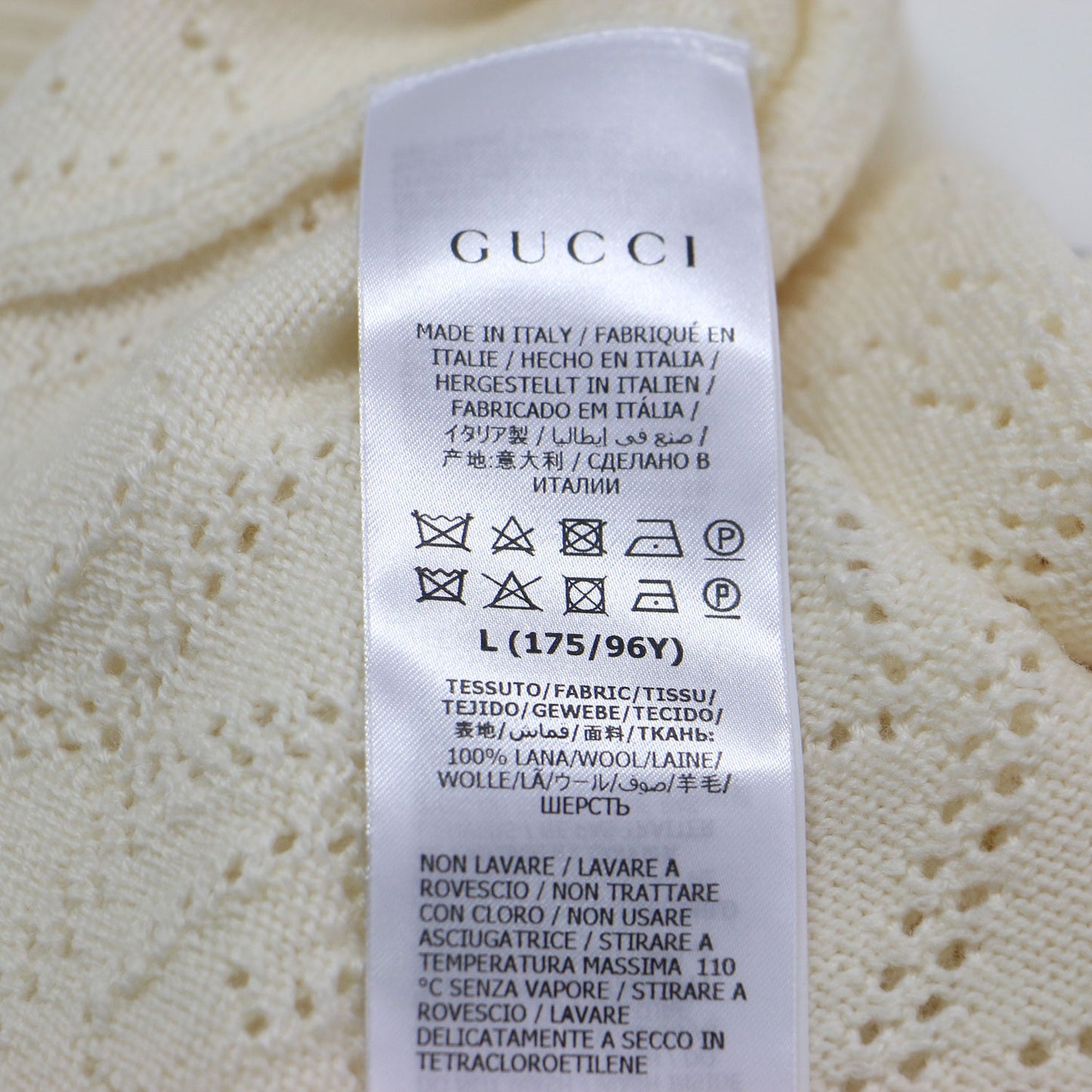 GG 透かし編み 半袖 ニット / セーター プルオーバー クルーネック リブ ウール