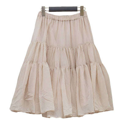 ティアード ミニスカート / フレアスカート 膝丈 ウエストゴム フリル
