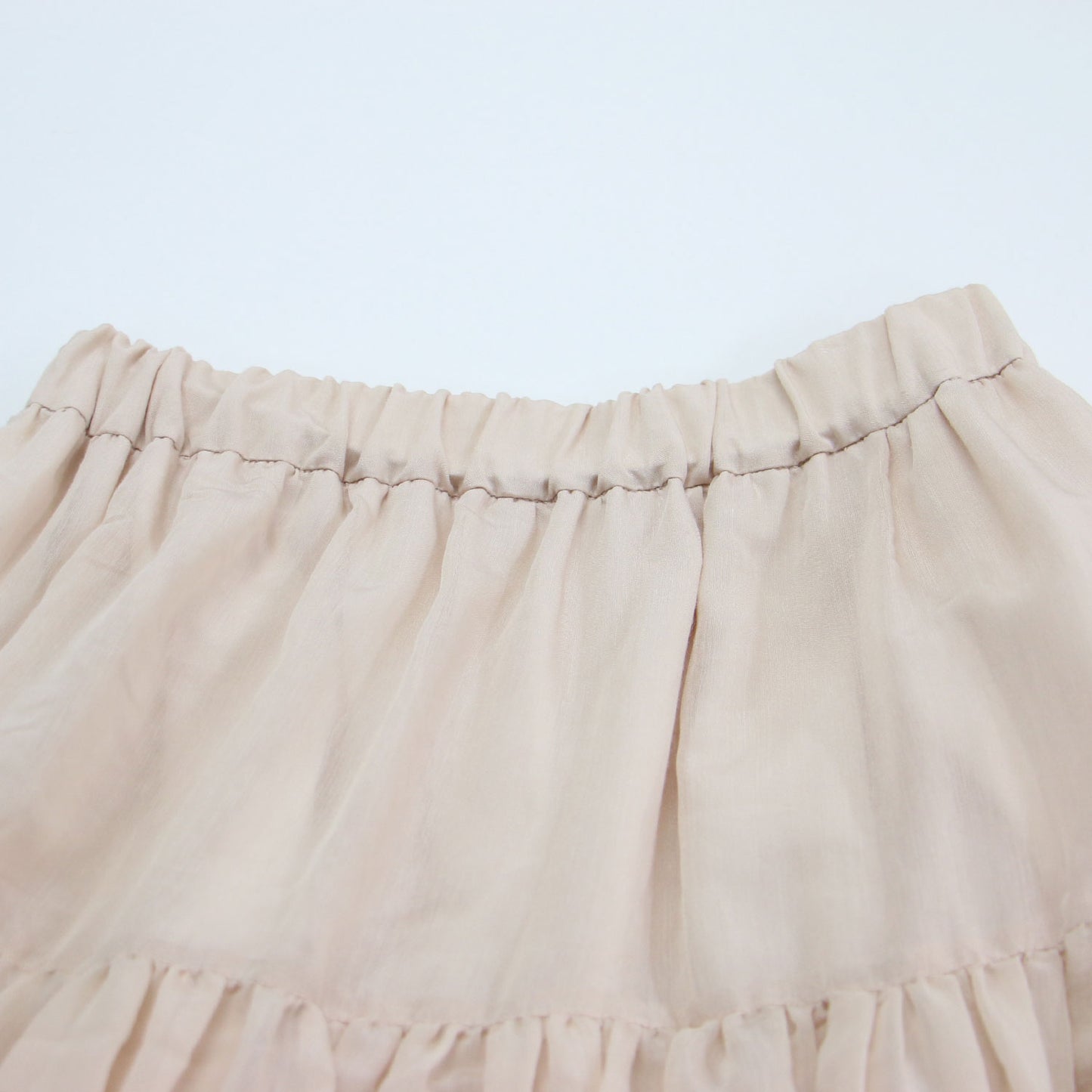 ティアード ミニスカート / フレアスカート 膝丈 ウエストゴム フリル