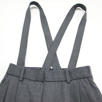 サスペンダー付 クロップド テーパードパンツ / サロペット センタープレス ハイウエスト ウール