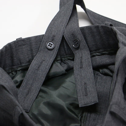 サスペンダー付 クロップド テーパードパンツ / サロペット センタープレス ハイウエスト ウール