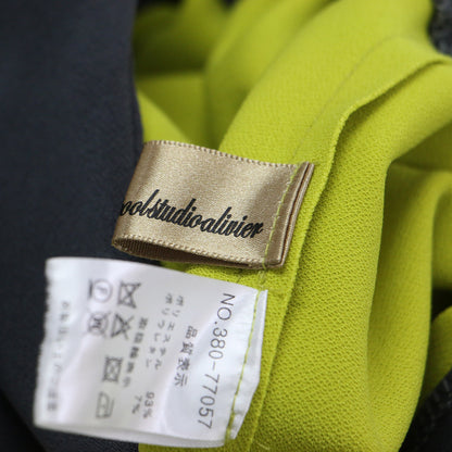 バイカラー アシンメトリー スカート / ロング丈 ウエストゴム フレア ストレッチ