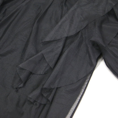 シアー チュール フリル ブラウス カットソー / 長袖 クルーネック リブ