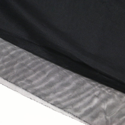 シアー チュール フリル ブラウス カットソー / 長袖 クルーネック リブ