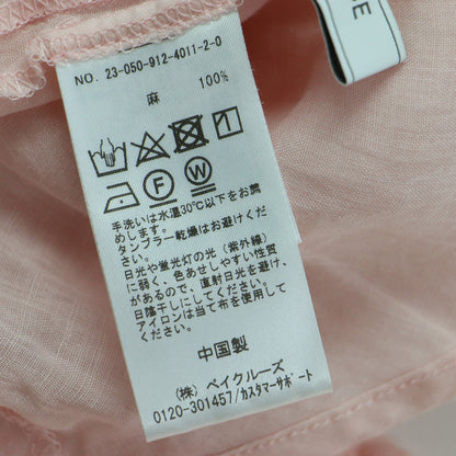 23春夏 ラミー ギャザー シャツ / ブラウス 長袖 ノーカラー ワイド タック シアー リネン