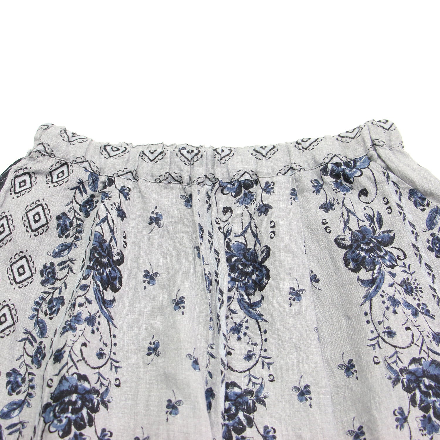 24春夏 フラワープリント リネン ワイドパンツ / イージーパンツ  