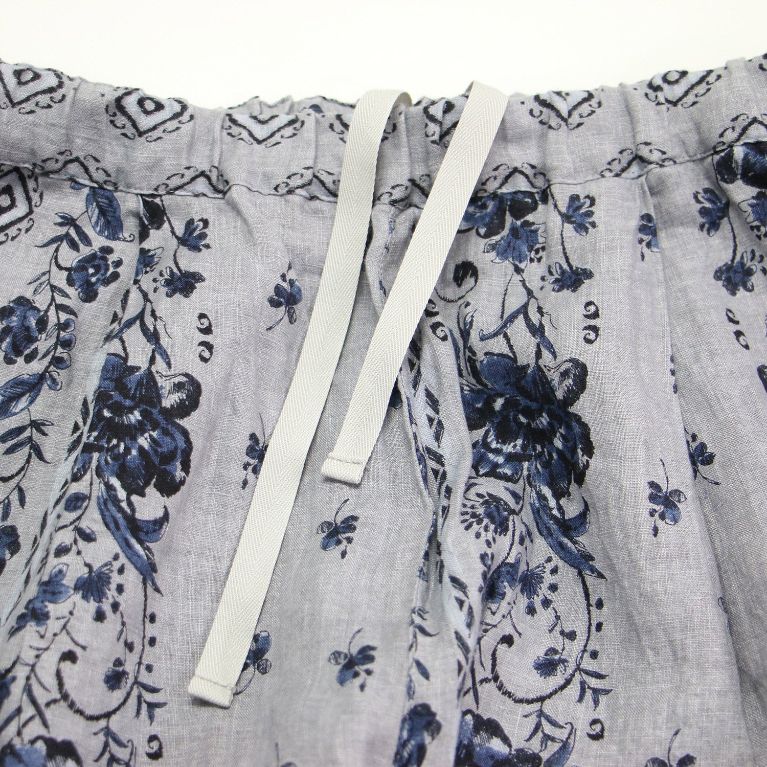 24春夏 フラワープリント リネン ワイドパンツ / イージーパンツ  