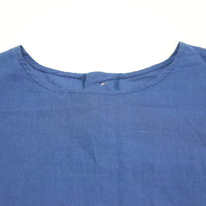 極細コットン ラミー コクーン プルオーバ / ブラウス 半袖 クルーネック ドルマン ワイド ロゴ 刺繍